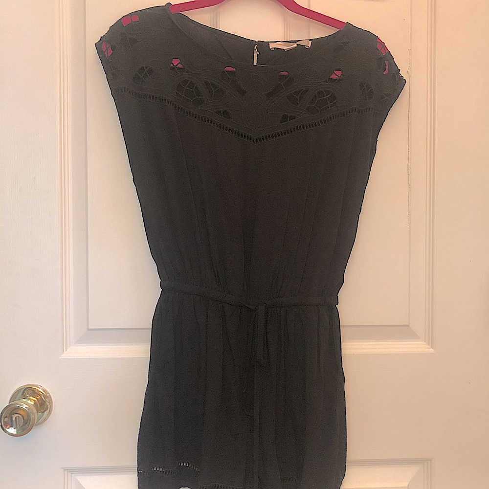 Black Romper with Lace Details